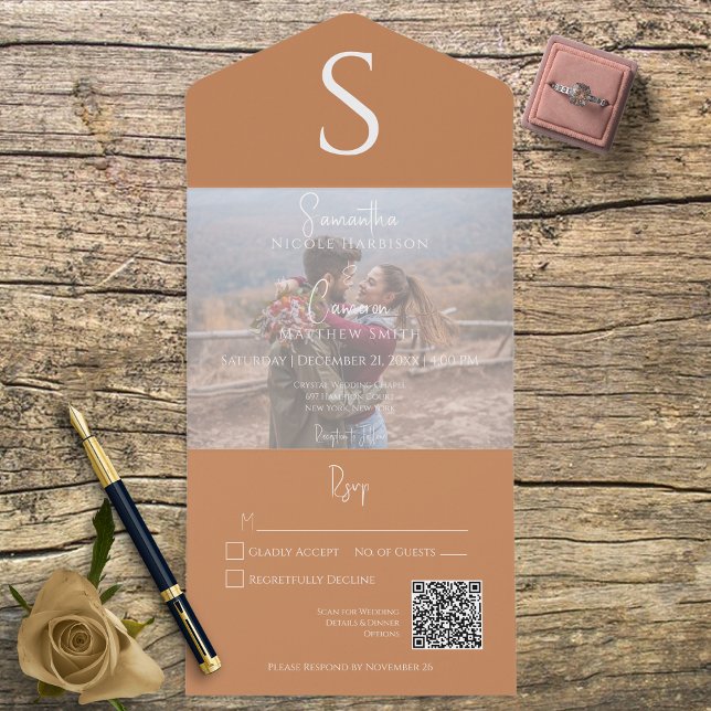 Monogram Modern Orange för kopiering av foto QR-ko (Skapare uppladdad)