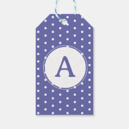 Monogram Modern Periwinkle Polka dots Birthday Presentetikett