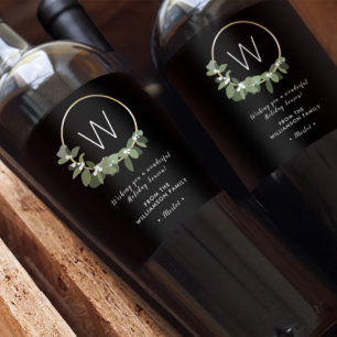 Monogram Modern Personlig God jul Vinflaska Etikett