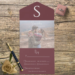 Monogram Modern Photo Burgundy Vin Middag