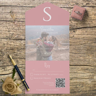 Monogram Modern Photo Dusty Rosa QR-kod