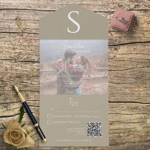 Monogram Modern Photo Khaki Tan QR-kod