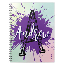 Monogram Modern Pojke Preppy Back-To-School Anteck Anteckningsbok