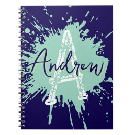 Monogram Modern Pojke Preppy Back-To-School Anteck Anteckningsbok