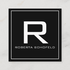 Monogram Modern Professionell Chic svart Fyrkantigt Visitkort