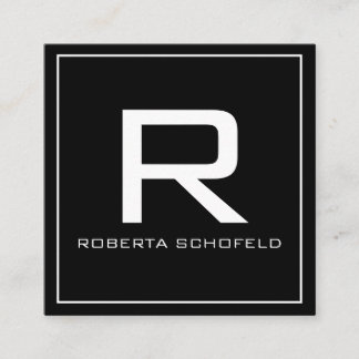 Monogram Modern Professionell Chic svart Fyrkantigt Visitkort