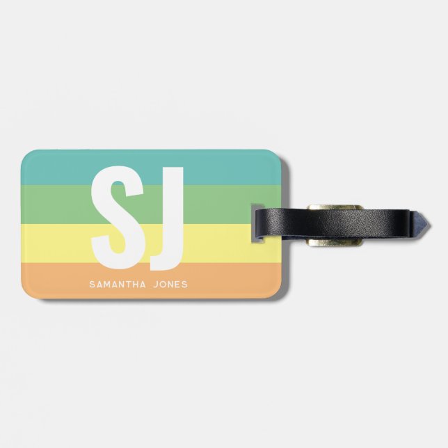 Monogram Modern Rainbow Rand Initialer Bagagebricka (Baksida Vågrät)