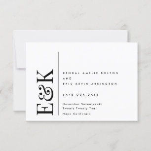 Monogram Modern redigerbar QR-kod, svart vit fotov Spara Datumet