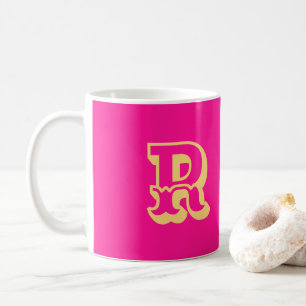 Monogram Modern Retro-teckensnitt, Shock rosa Kaffemugg