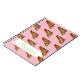 Monogram Modern Roligt Pastel Rosa Fairy Bread. Anteckningsbok
