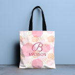 Monogram Modern Rosa Girly Glitter Personlig Tygkasse<br><div class="desc">Monogram Modern Rosa Girly Glitter Personlig Tote bags har en söt rosa punkt mönster med guld glitter accents personlig med ditt monogram och namn. Anpassa genom att redigera texten i textrutorna.</div>