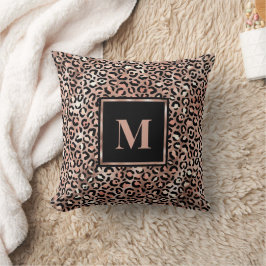 Monogram Modern Roséguld Leopardtryck Kudde