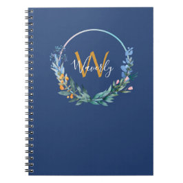 Monogram Modern Script Blue Anteckningsbok