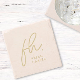 Monogram Modern Script Elegant  Rosa Guld Stenunderlägg