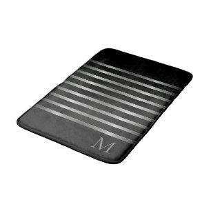 Monogram Modern Silver Rand på svart Badrumsmatta