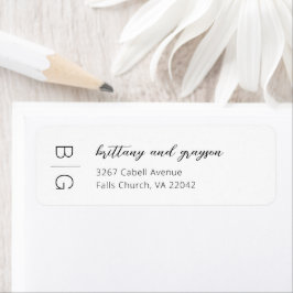 Monogram Modern Simple Bröllop Returadress Labe Etikett