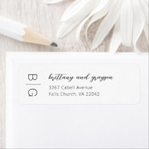 Monogram Modern Simple Bröllop Returadress Labe