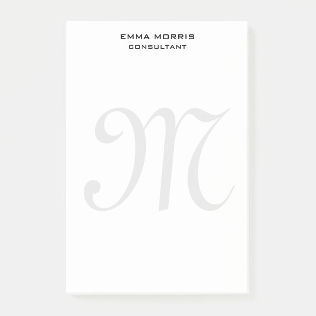 Monogram Modern Simple Minimalist Plain Post-it Block (Framsida)