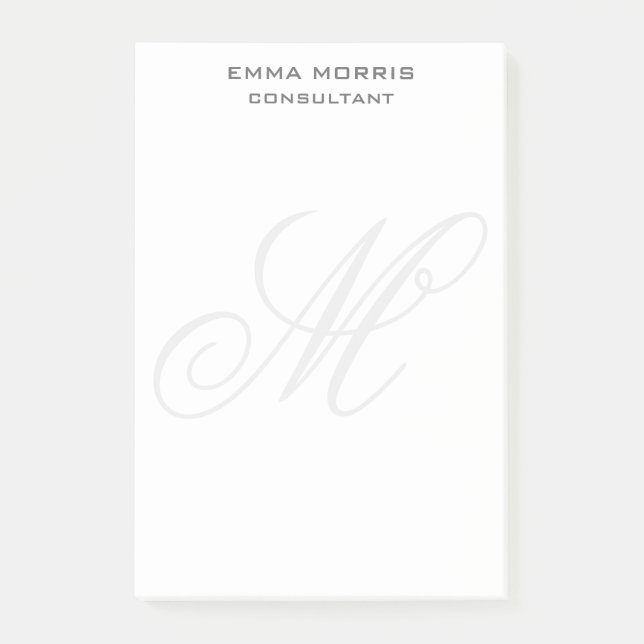 Monogram Modern Simple Minimalist Plain Post-it Block (Framsida)
