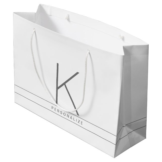 Monogram Modern Simple White Namn Rand (Baksidan Vinklad)