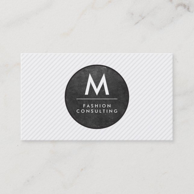 Monogram Modern Skiffertextur Ränder Visitkort (Framsida)