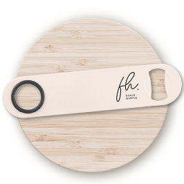 Monogram Modern skript Girly Feminine  Rosa Långa Flaskppnare