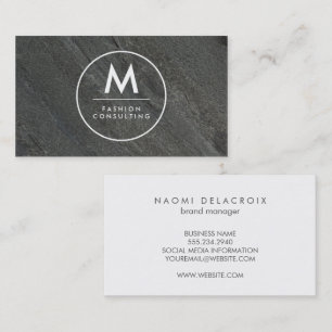 Monogram Modern Slate Sten Sleek Visitkort