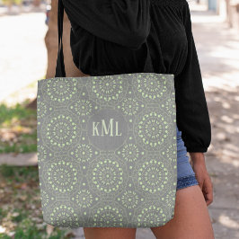 Monogram Modern Snyggt Grönt och Grått Tygkasse
