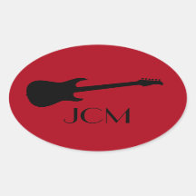 Monogram Modern svart elgitarr på mörkröd