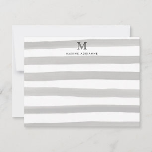 Monogram Modern Trendig Grått Watercolor Rand Anteckningskort