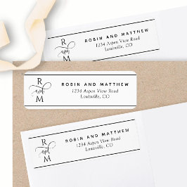 Monogram Modern White and Black Returadress Etikett