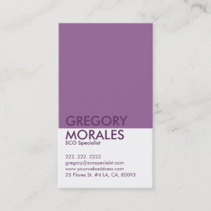 Monogram Modern White & Lila SEO Specialist Visitkort