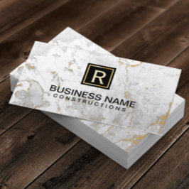 Monogram Modern White Marble Visitkort