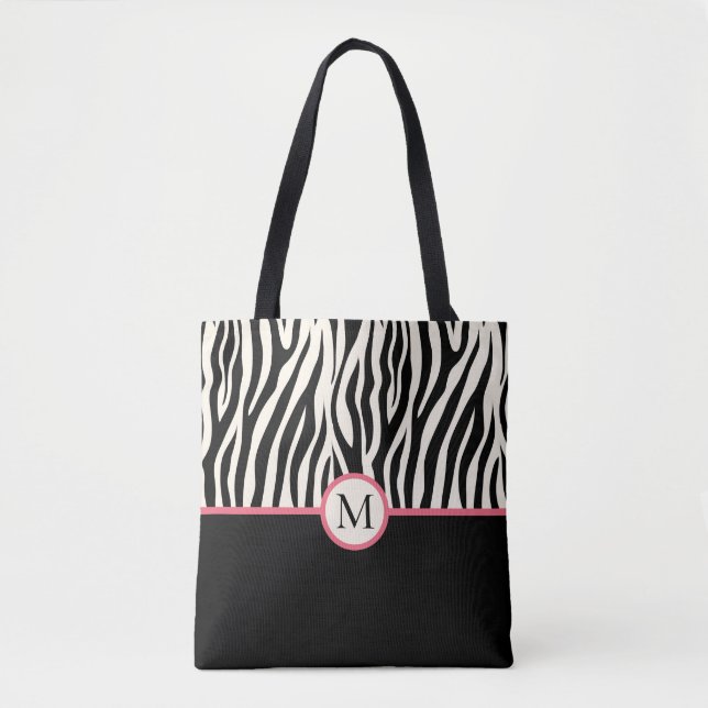 Monogram Modern Zebra tryck Safari Animal Mönster Tygkasse (Framsida)