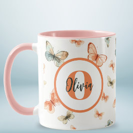 Monogram Moderna Akvarell Fjärilar Mugg