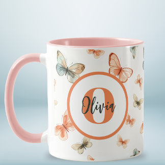 Monogram Moderna Akvarell Fjärilar Mugg