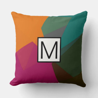 Monogram Moderna Eleganta Retro Färger Geometrisk Kudde
