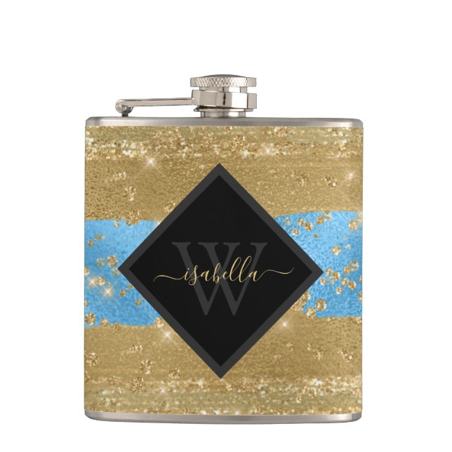 Monogram Moderna Guld Glitter Skrift Fickplunta (Framsidan)