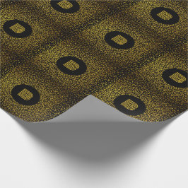 Monogram moderna gyllene prickar svarta presentpapper