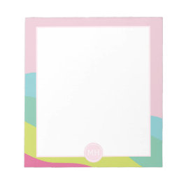 Monogram moderna rosa abstrakta kvinnliga vågor No Anteckningsblock