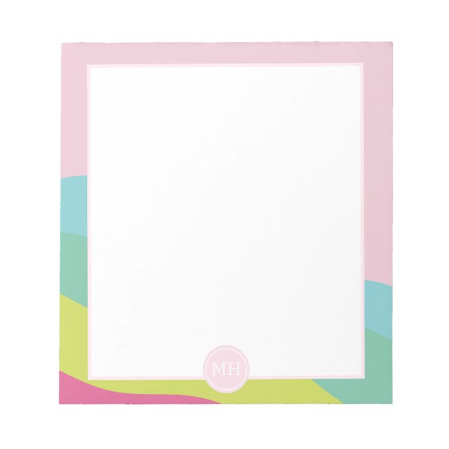 Monogram moderna rosa abstrakta kvinnliga vågor No Anteckningsblock (Framsida)