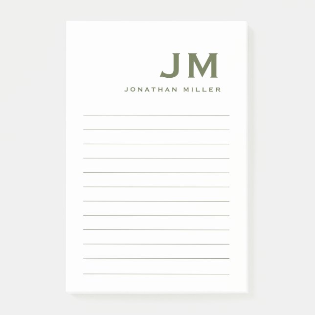 Monogram - modernt, minimalistiskt Trendig Längt Post-it Block (Framsida)