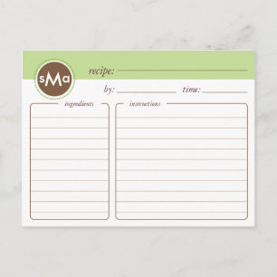 Monogram Möhippa Recept Card Vykort