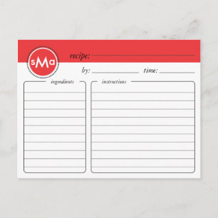 Monogram Möhippa Recept Card Vykort
