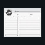 Monogram Möhippa Recept Card Vykort<br><div class="desc">Starta bruden av högerna med en samling recept från alla hennes duschgäster. Inkludera det här receptkortet i inbjudningskort för möhippan.</div>