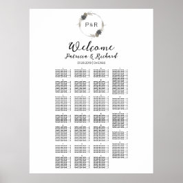 Monogram, monofärgat sittplatskort poster