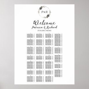 Monogram, monofärgat sittplatskort poster
