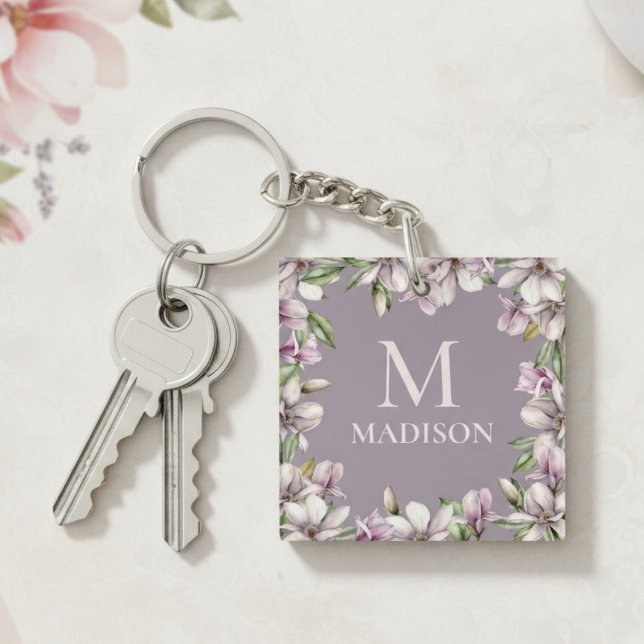 Monogram Monogrammed Magnolia Blommigt Personlig (Skapare uppladdad)