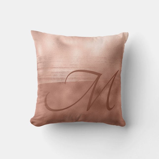 Monogram Monogrammed Ro Guld Luxury-penseldrag Kudde (Framsida)