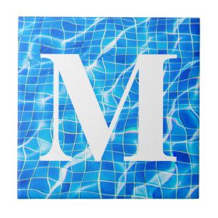 Monogram Monogrammed simming Blue Bassäng Aquatic Kakelplatta